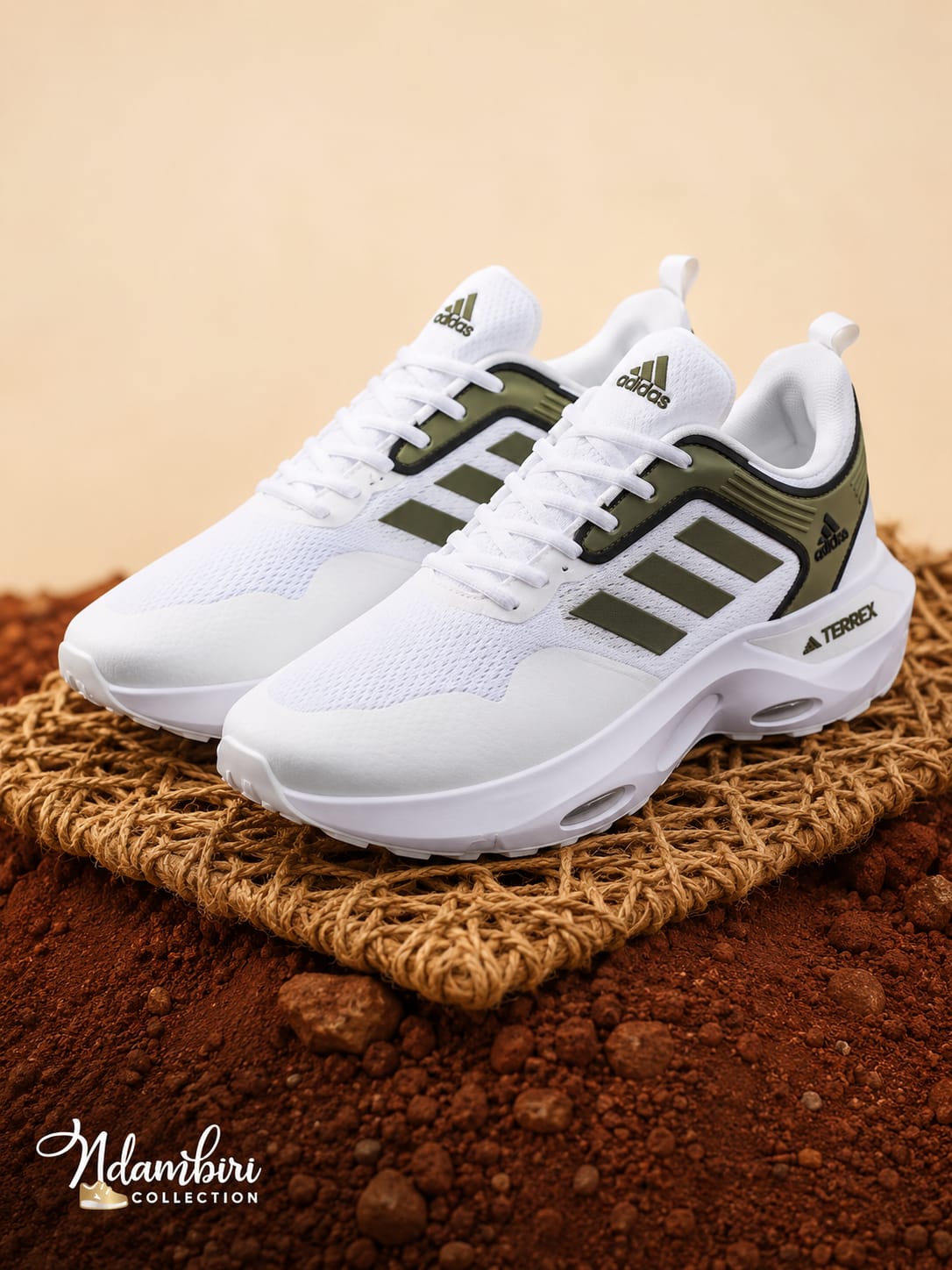 Adidas Terrex Inspired Lightweight Sneakers – White/Olive Green