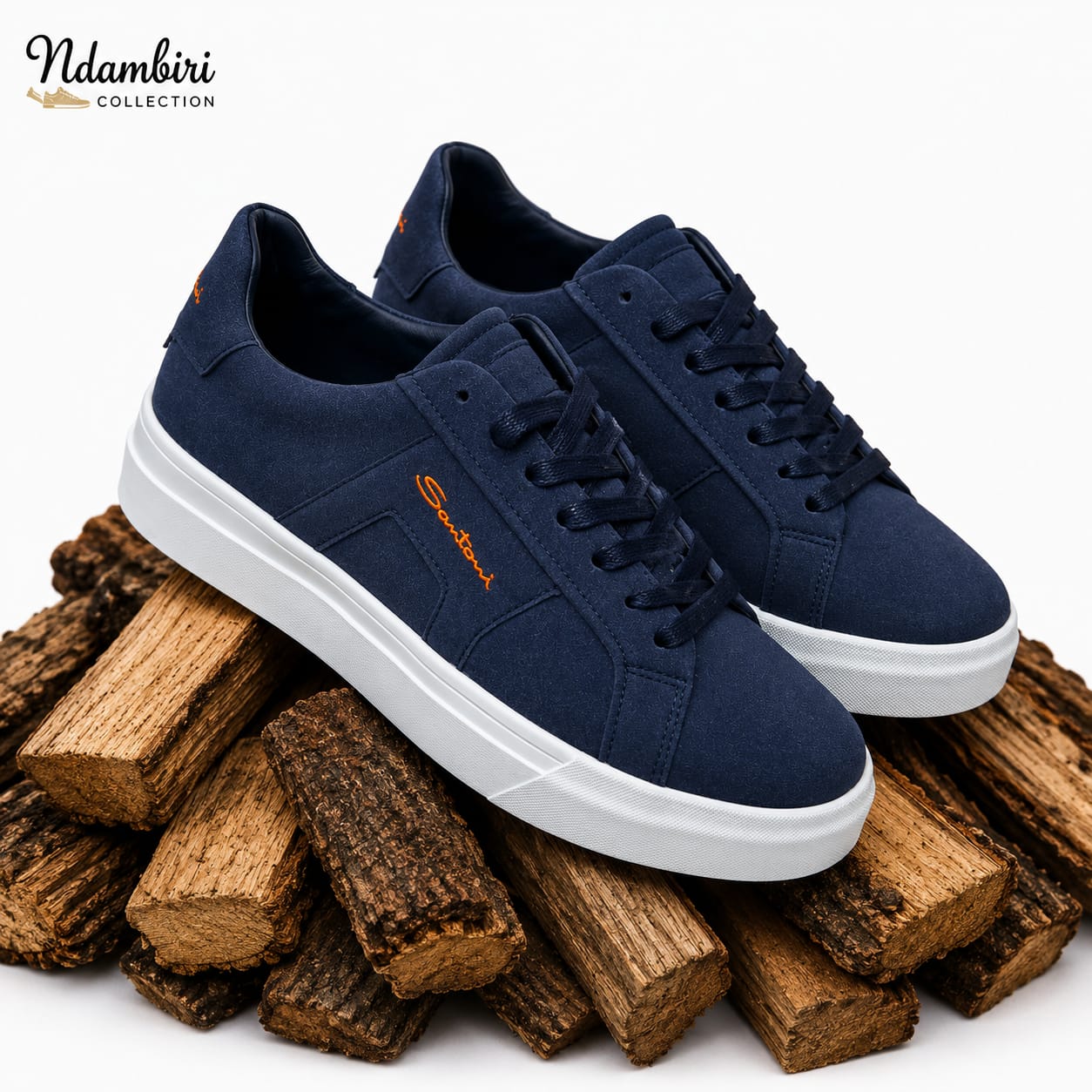 Santoni Premium Suede Sneakers – Navy Blue