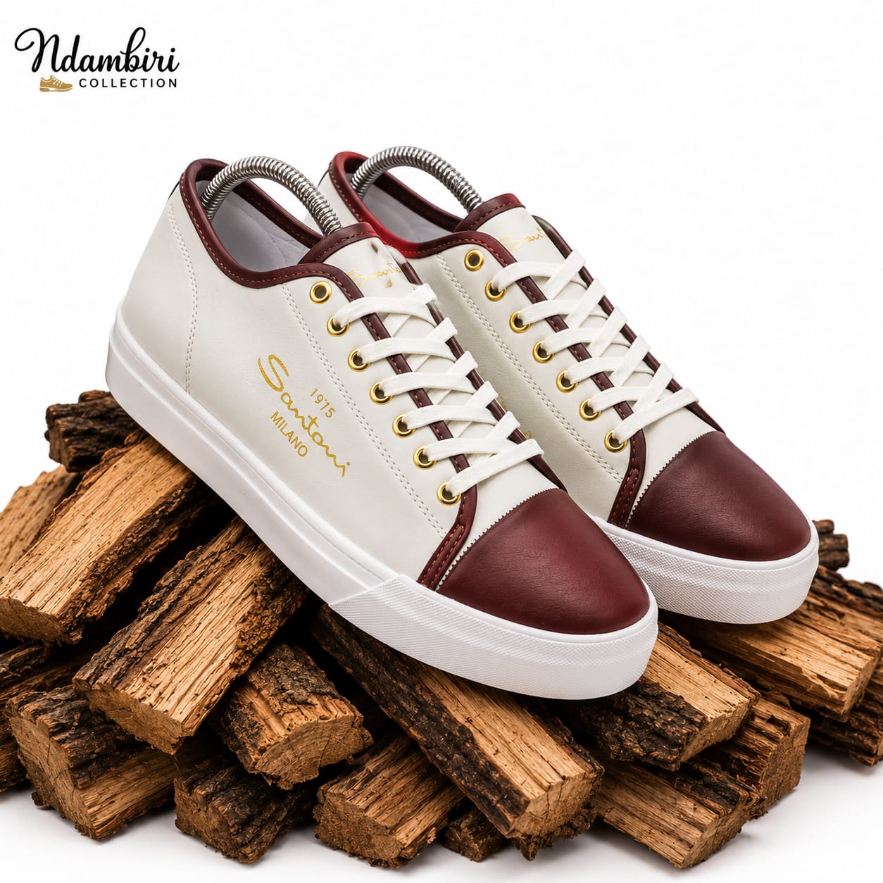 Santino Premium Casual Sneakers – Cream & Brown