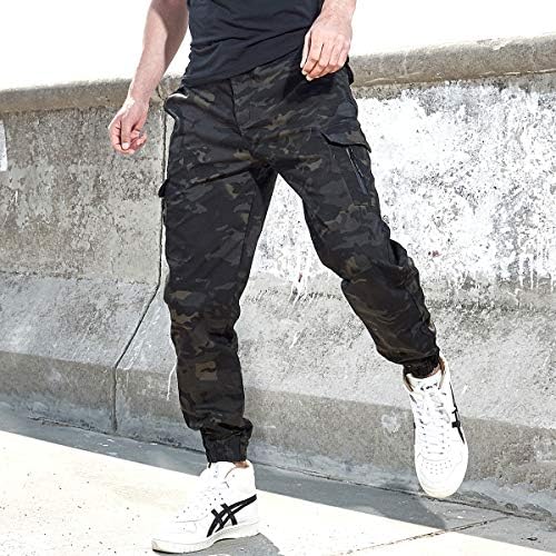 Men’s Tactical Camouflage Elastic-Cuff Jogger Cargo Pants