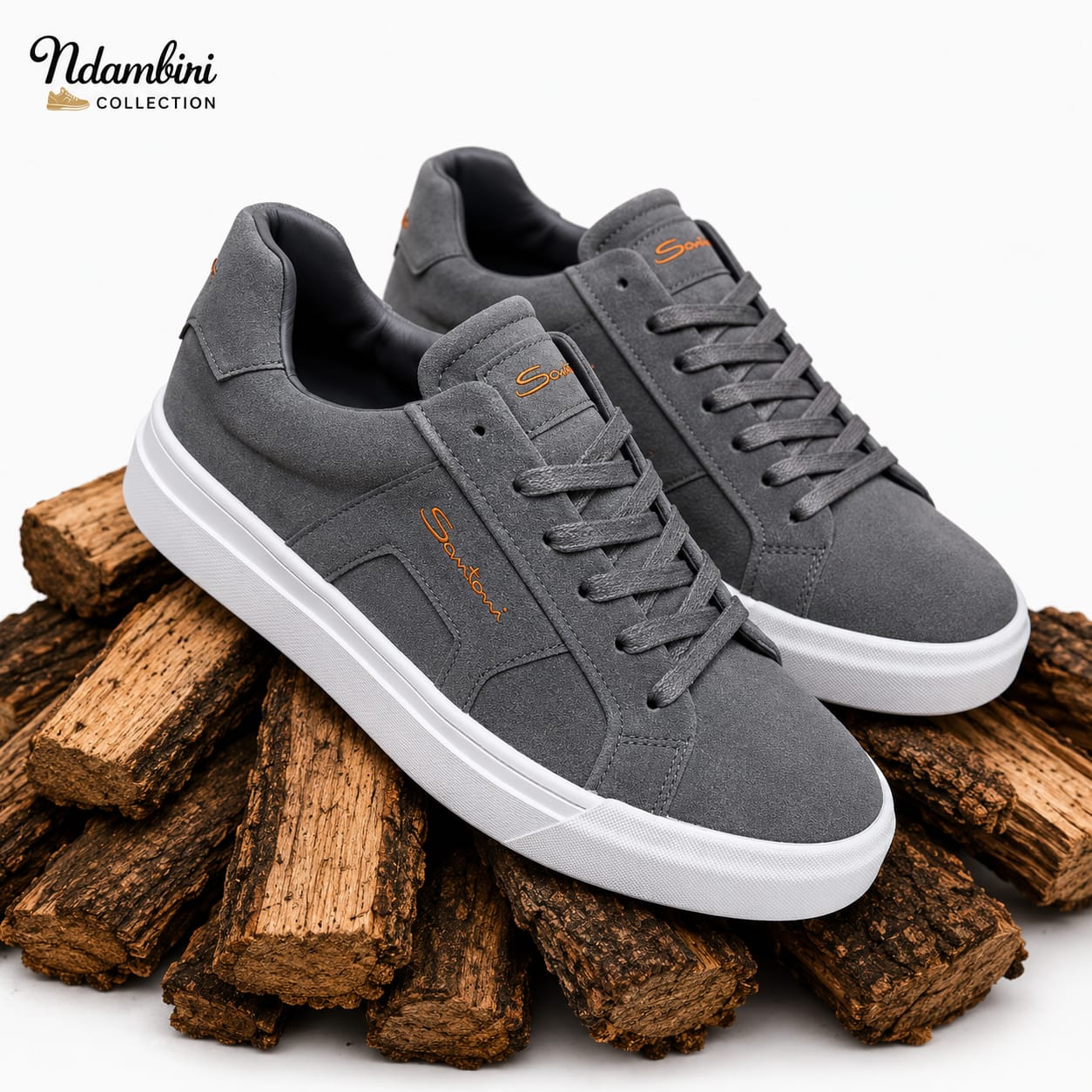 Santoni Premium Suede Sneakers – Charcoal Grey