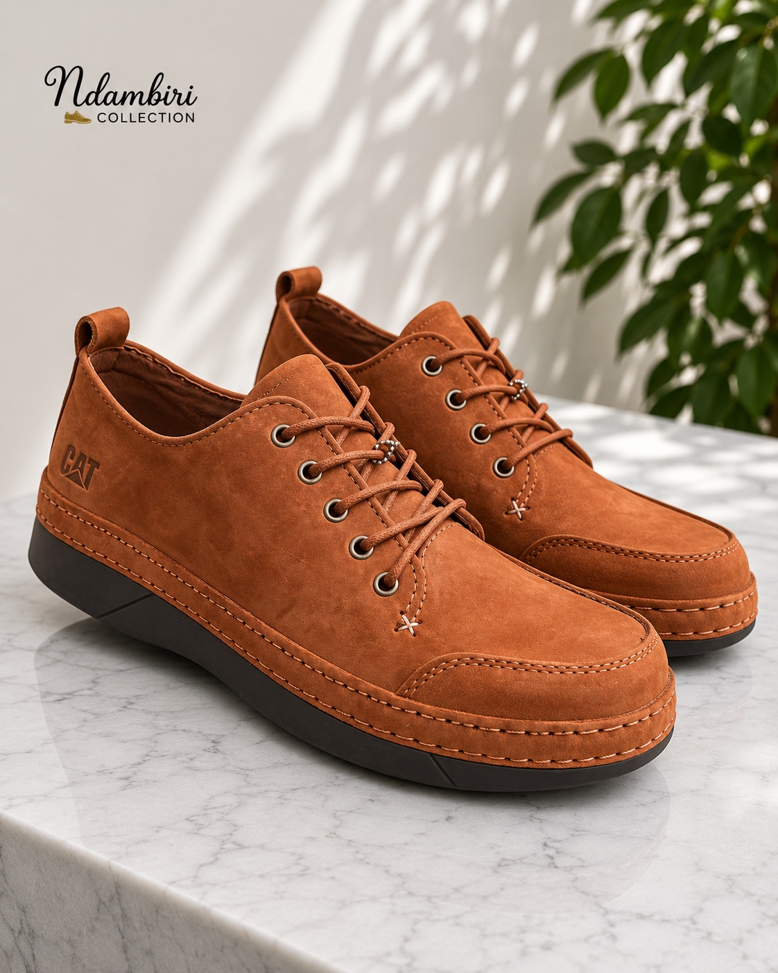 Premium Men's Casual Lace-Up Shoe –Tan/Cognac Brown