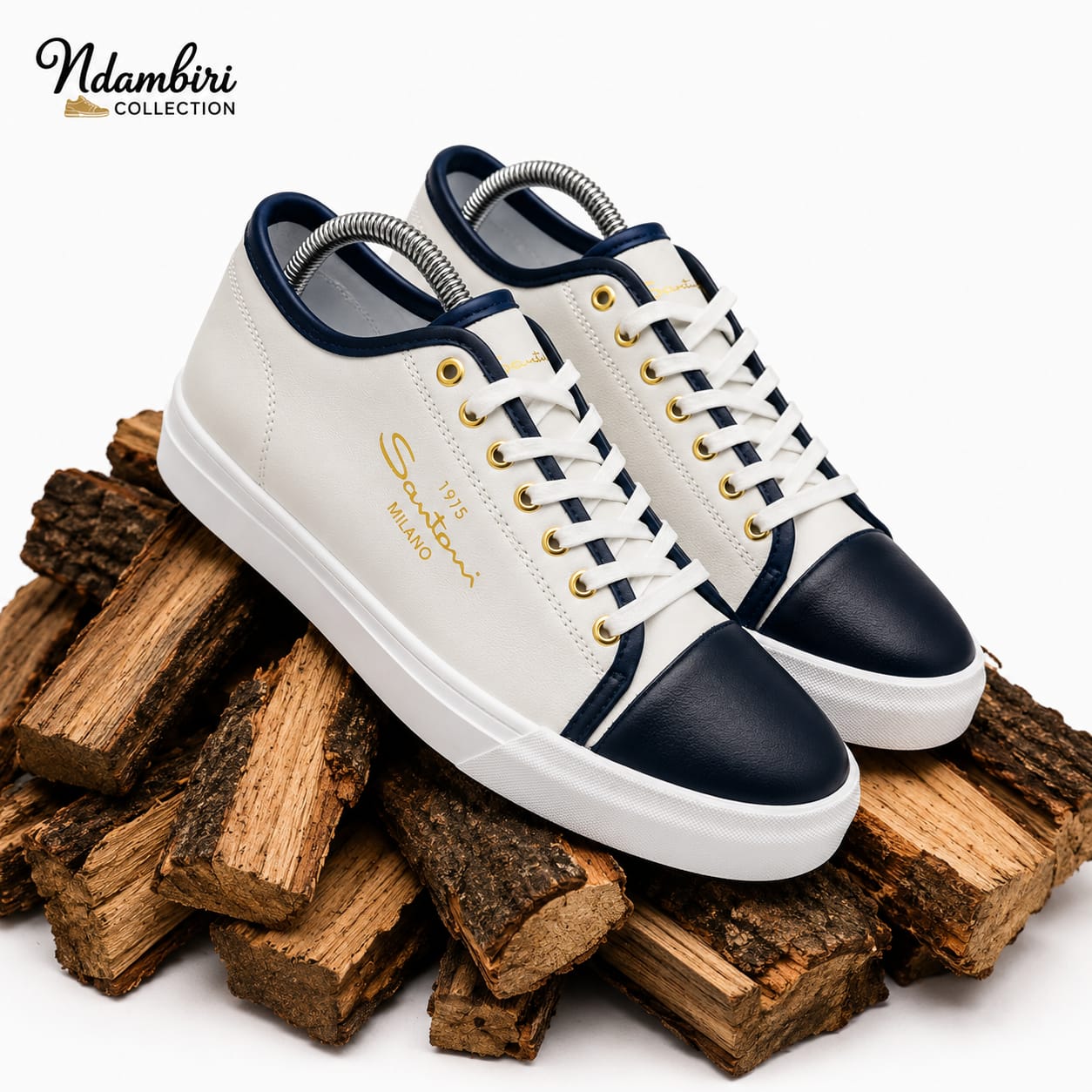 Santino Premium Casual Sneakers – Cream & Black