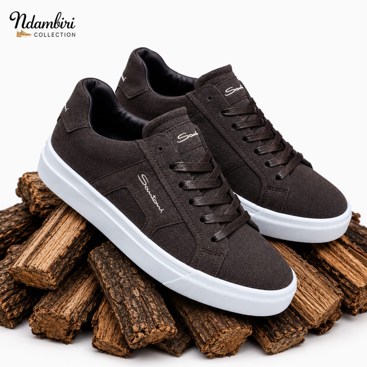 Santoni Premium Suede Sneakers – Dark Brown
