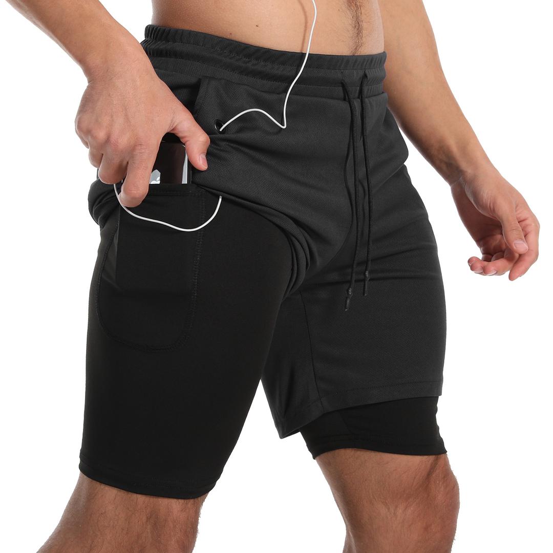 Men’s 2-in-1 Double-Layer Gym & Running Shorts