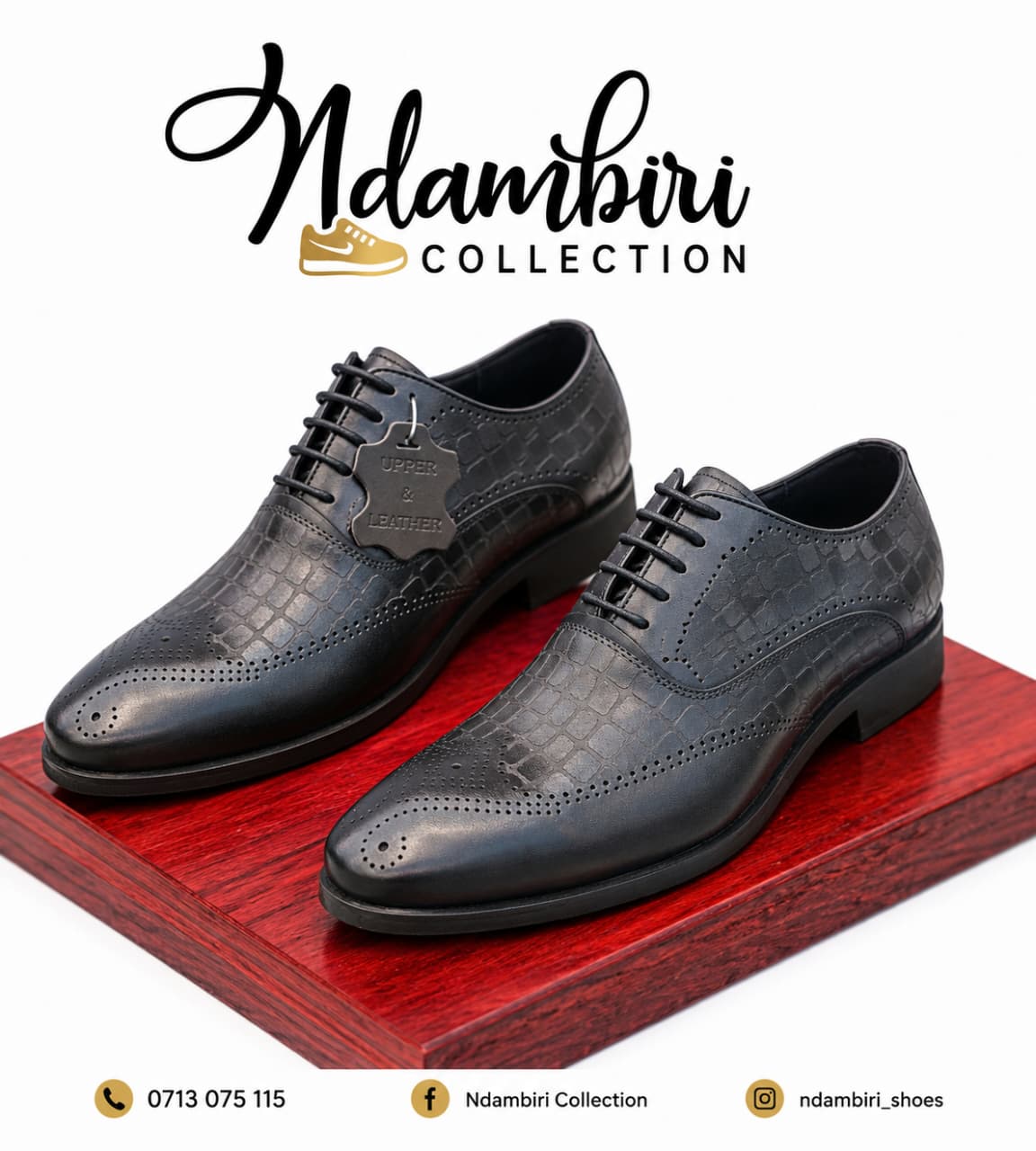 Crocodile-Embossed Wingtip Brogue Oxford