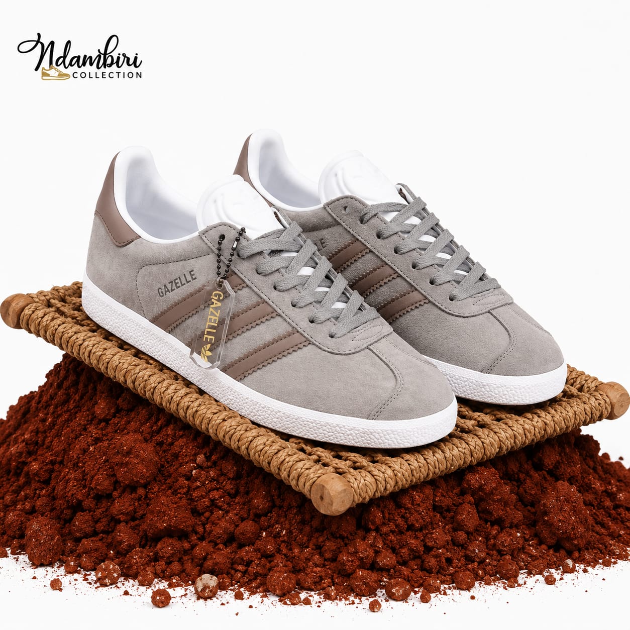 Adidas Gazelle Suede Sneakers – Light Grey/Brown